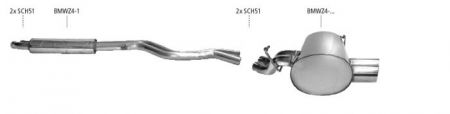 Rear silencer 2x76mm  Splash BMW Z4 Roadster up to 2006