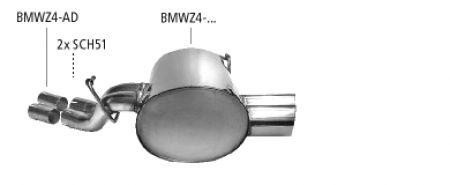 Rear silencer 2x76mm BMW Z4 Roadster/Coupe 2006-2008
