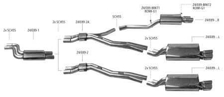 Rear silencer Slash 20� 2x76mm left side BMW Z4 E89 6 cyl.