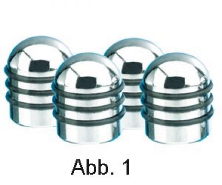 INTERIOR AIRCAPS Valve Caps alu - chrome, 3 black rubber rings,