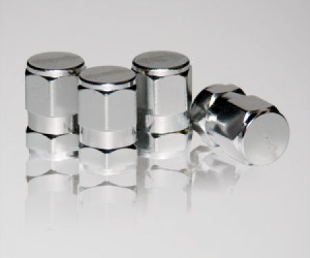 Foliatec AIRCAPS Valve Caps HEXAGON alu-anodised silver 4 pieces