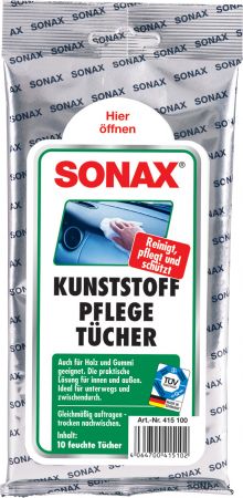 SONAX KunststoffPflegeTücher 10 Tücher im wiederverschließbarem Beute
