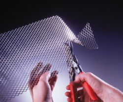 Stretch grid Alu middle meshed silber anodised unfolded 20x110cm