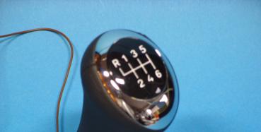 Leather-gear-handle 6 Speed BMW E90/91/92/93, blue Illuminated