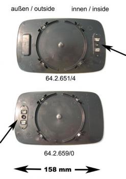 Mirror glass heats BMW E46, E39 from 9/97