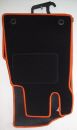 Floor mats 4 pcs. black/orange outline Mercedes W126 SE