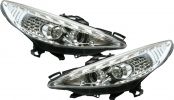 Headlights Dragon Lights clear chrome Peugeot 207