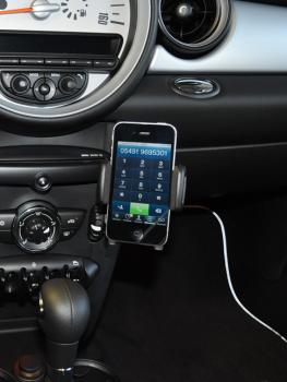 Preview: KUDA Telefonkonsole passend für Mini Clubman (R55) ab 09/2007 Leder schwarz