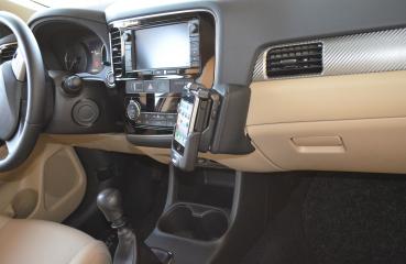 Preview: KUDA Telefonkonsole passend für Mitsubishi Outlander ab 10/2012 Leder schwarz