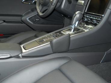 KUDA Telefonkonsole passend für Porsche 911 (991) ab 11/2011 bis 2019 (7. Generation) & Porsche Boxster (981) ab 2012 & Porsche Boxster (982) ab 2016 & Porsche Cayman (981C) ab 2013 & Porsche Cayman 718 (982C) ab 2016 Kunstleder schwarz