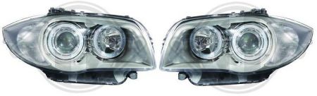 H7/H7 Headlights clear/chrome with angeleyes fit for BMW 1er E81 E82 E87 E88 Bj. 04-11