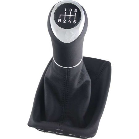 Leather-gear-handle Alu 6 Speed Mercedes W210 white Illuminated