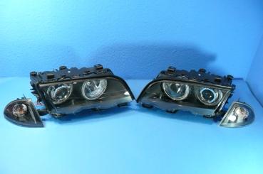 H7/H7 Scheinwerfer mit Angeleyes SCHWARZ passend für BMW 3er E46 Limousine/Touring 98 - 08/01