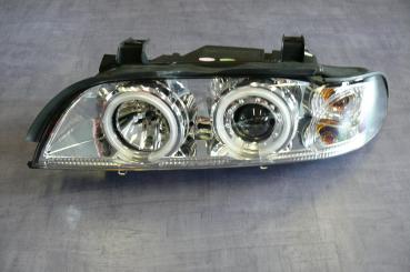 H1/H1Headlights CHROME with Angel eyes CCFL-Technic fit for BMW 5er E39
