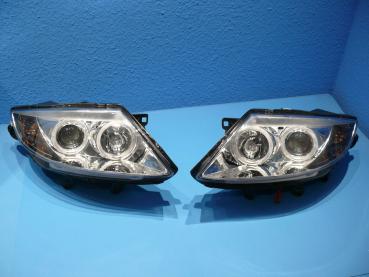 H1/H7 Headlights CHROME with Angel eyes CCFL-Technik fit for BMW Z4 (E85/E86)