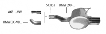 Preview: BASTUCK Endschalldämpfer mit Doppel-Endrohr 2 x Ø 76 mm eingerollt 20° schräg geschnitten passend für BMW 3er E90 E91 E92 E93