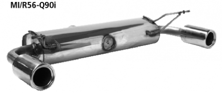 Endschalldämpfer querliegend 2 seitl. Endrohren Ø 90mm R56