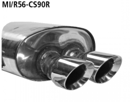 BASTUCK Endschalldämpfer mit Doppel-Endrohr 2 x Ø 90 mm Race Look passend für MINI R56 Cooper S inkl. John Cooper Works JCW