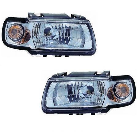 H1/H1 Headlights clear CHROME incl. Indicators fit for VW Polo 6N Mod. 95-99