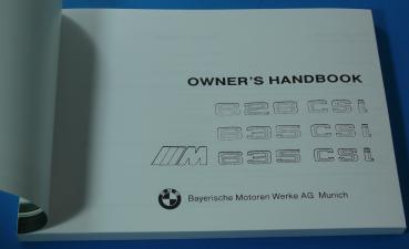 BMW Betriebsanleitung ENGLISCH BMW 6er E24 (1985)