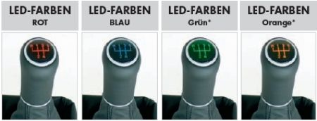 Leather-gearknop 6 Speed Chrome blue Illuminated for all BMW
