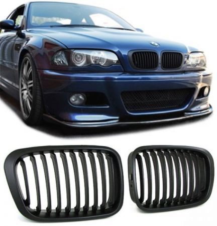 Shadow-Line Niere schwarz matt passend für BMW 3er E46 Limousine/Touring bis 09/01