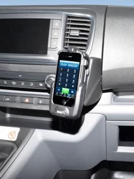 KUDA Telefonkonsole passend für Citroën Jumpy ab 2016 & Fiat Scudo ab 2021 & Opel Vivaro ab 2019 & Opel Zafira Life ab 03/2019 & Peugeot Expert ab 2016/03 & Toyota Toyota ProAce II ab 2016/09 (alle ohne Klimaautomatik) Kunstleder schwarz