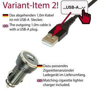 KUDA Fix2Car Halter für Smartphone mit USB-C Anschluss und für Gerätebreite 58-95 mm Universell fest einstellbar & 1,0m USB-A Kabel