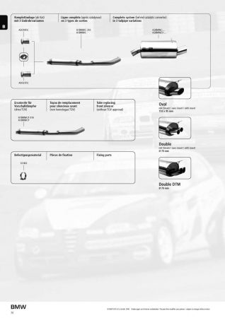 Bastuck Sportauspuff 2x70mm BMW Z3, E36 Compact 316i 1,9l