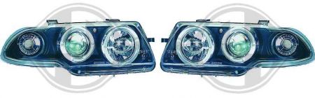 Headlights with Angeleyes BLACK fit for Opel Astra F 94-98