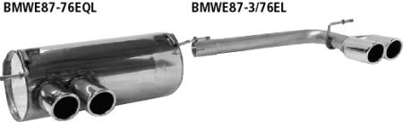Rear silencer with 2x76mm Quattro E BMW E87 with M- rear valance