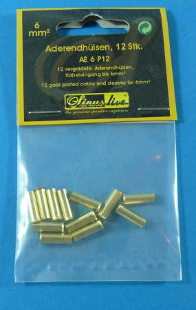 SinusLive Adernendhülsen  6mm² Inhalt 12 Stück vergoldet
