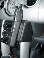 KUDA Telefonkonsole passend für Mini Cooper ab 09/01 ohne Handschuhfach (mit Ablagefach) Leder schwarz