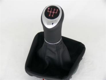 Leather-gear-handle 5 Speed Mercedes W202 yellow Illuminated