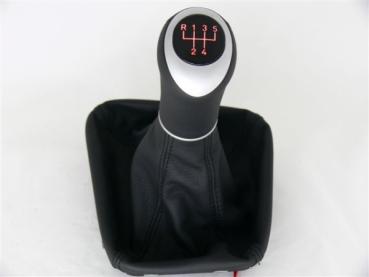 Leather-gear-handle 5 Speed Mercedes W202 yellow Illuminated