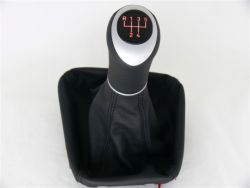 Leather-gear-handle 5 Speed Mercedes W202 red Illuminated