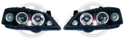 H1/H1 Scheinwerfer mit Angel Eyes SCHWARZ passend für Opel Astra G