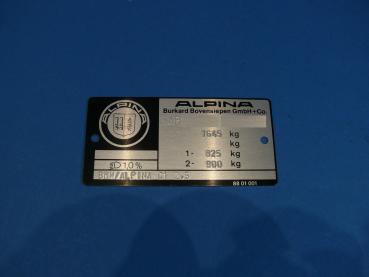 ALPINA Fabrikschild / Typenschild