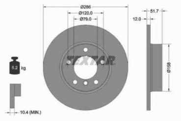 TEXTAR brake disk front (286x12mm) fit for BMW E36 Z3