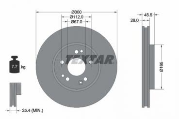 TEXTAR Bremsscheibe VORNE passend für Mercedes R129 / W124 / W201