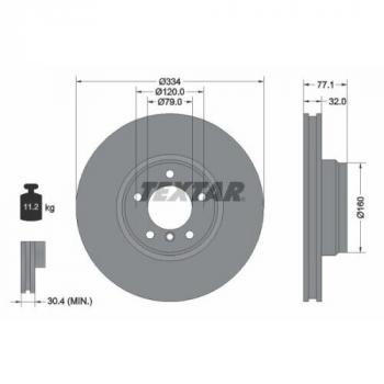 TEXTAR brake disc FRONT (334x32mm) fit for BMW 7er E38 740d/750i