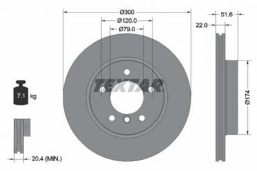 TEXTAR brake disk front (300x22mm) fit for BMW E46 Z3 Z4