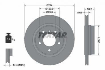 TEXTAR Bremsscheiben HINTEN (194x19mm) passend für BMW 3er E46