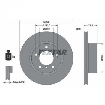 TEXTAR brake disk FRONT (292x22mm) fit for BMW E81 / E82 / E87 / E88 / E90