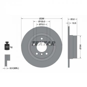 TEXTAR brake disk REAR (296x10,5mm) fit for BMW E81 / E87 / E90 / E92