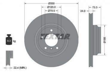 TEXTAR brake disk front fit for BMW E81 / E82 / E84 / E87 / E88 / E90 / E91 / E92 / E93 / X1