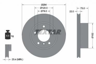TEXTAR brake disk FRONT (284x22mm) fit for BMW E81 / E87 / F20 / F21 / F22 / F23