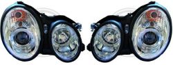 Headlights with Angel Eyes clear/chrome fit for Mercedes W208 CLK 97-02