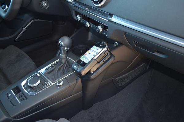 KUDA Telefonkonsole passend für Audi A3 ab 09/2012 Leder schwarz