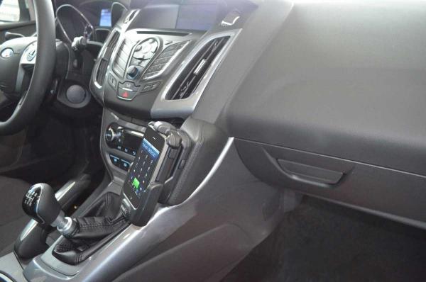 KUDA Telefonkonsole passend für Ford Focus ab 03/2011 & ab 2014 Leder schwarz